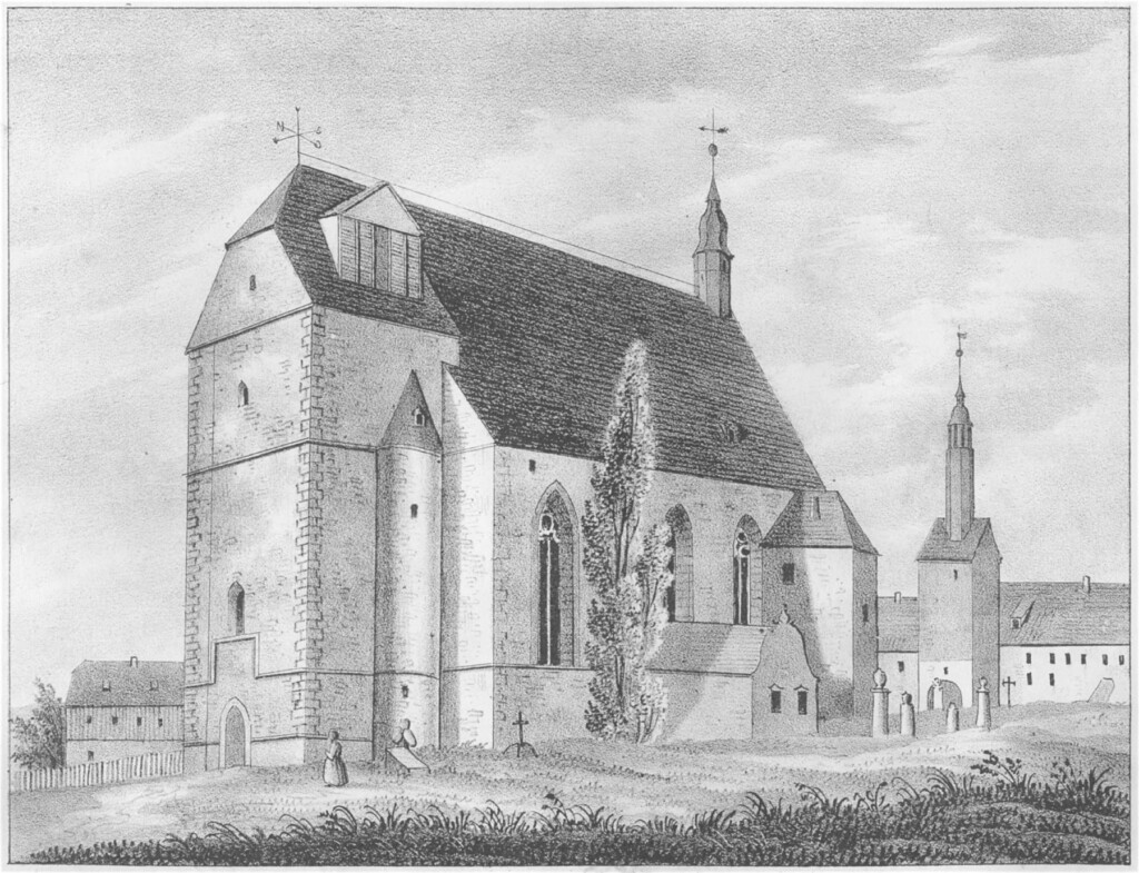 Kirche Burgst&auml;dt -- aus: Sachsens Kirchen-Galerie, Zehnter Band - Die Inspectionen Penig, Rochlitz, Colditz und Waldheim (um 1840)