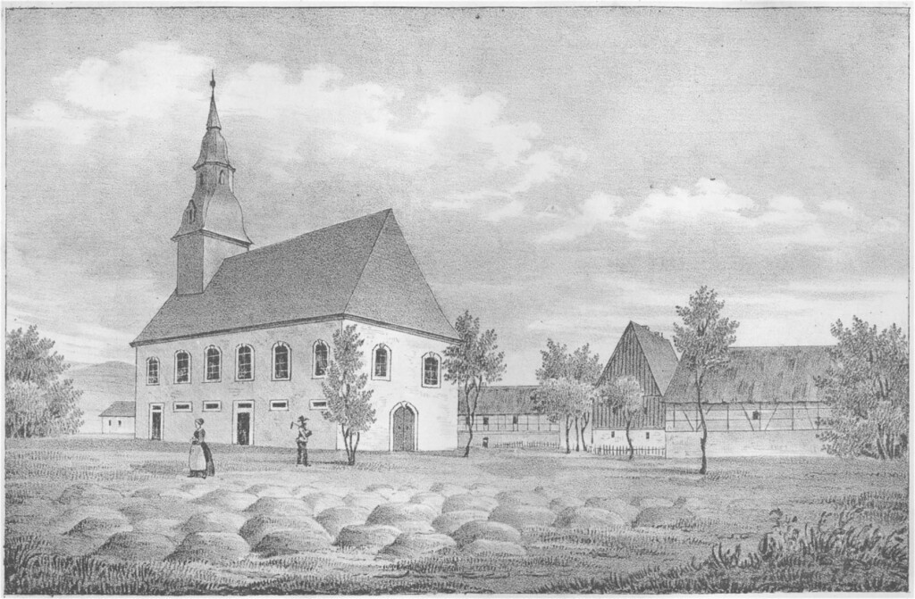 Kirche Hohenkirchen -- aus: Sachsens Kirchen-Galerie, Zehnter Band - Die Inspectionen Penig, Rochlitz, Colditz und Waldheim (um 1840)