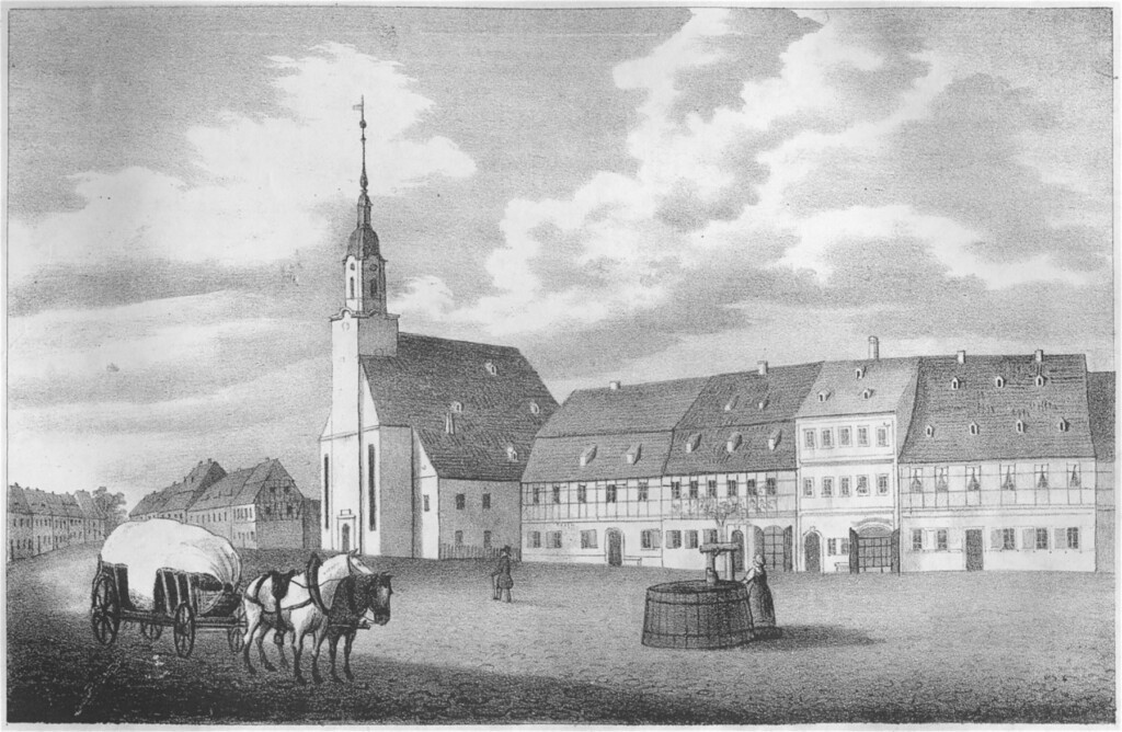 Kirche Lunzenau -- aus: Sachsens Kirchen-Galerie, Zehnter Band - Die Inspectionen Penig, Rochlitz, Colditz und Waldheim (um 1840)