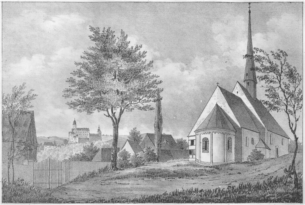 Kirche Rochsburg -- aus: Sachsens Kirchen-Galerie, Zehnter Band - Die Inspectionen Penig, Rochlitz, Colditz und Waldheim (um 1840)