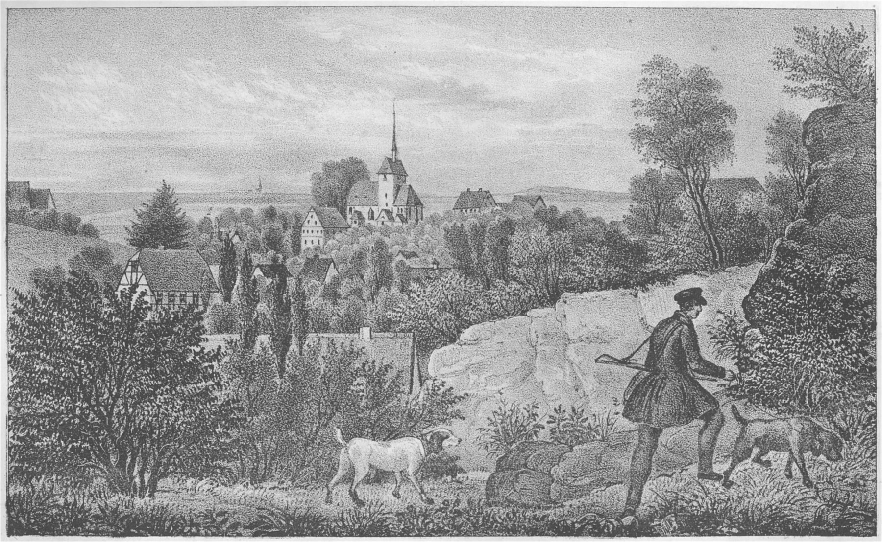 Kirche Rossau -- aus: Sachsens Kirchen-Galerie, Zehnter Band - Die Inspectionen Penig, Rochlitz, Colditz und Waldheim (um 1840)