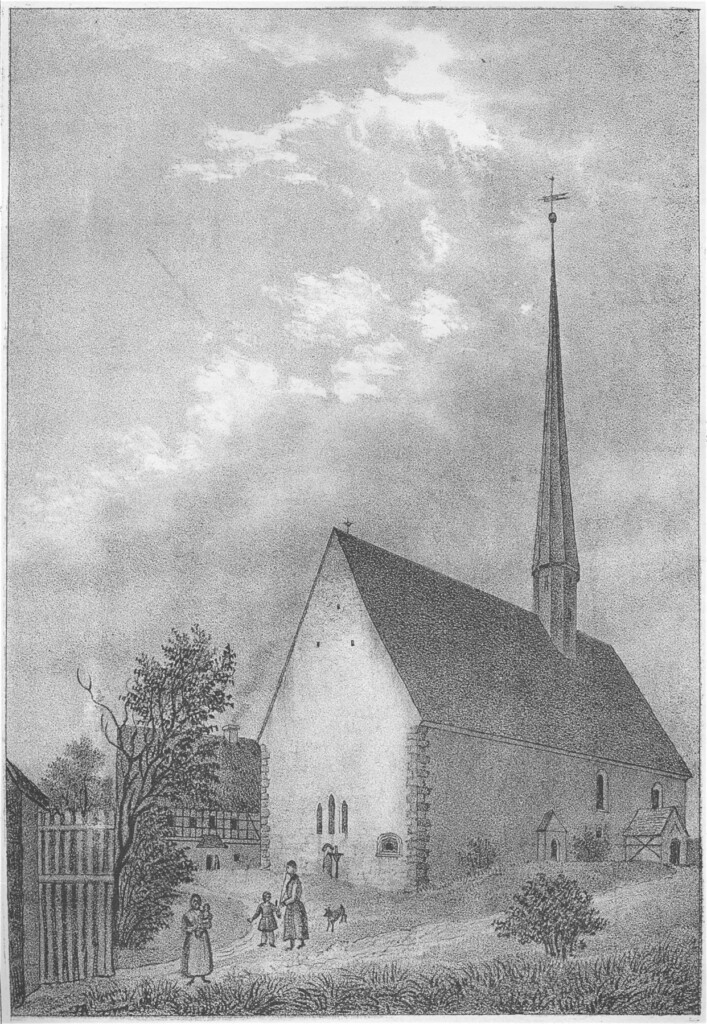 Kirche Topfseifersdorf -- aus: Sachsens Kirchen-Galerie, Zehnter Band - Die Inspectionen Penig, Rochlitz, Colditz und Waldheim (um 1840)
