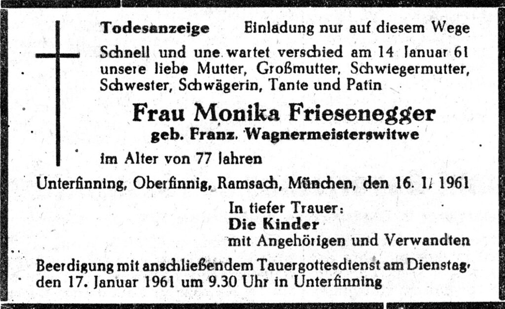 Franz Friesenegger Monika 1884 1961